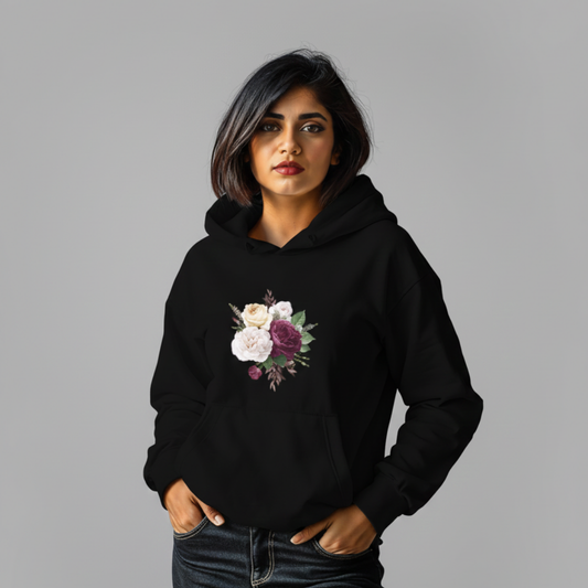 Flower bunch print hoodie
