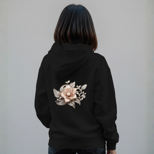 Pearl flower print hoodie