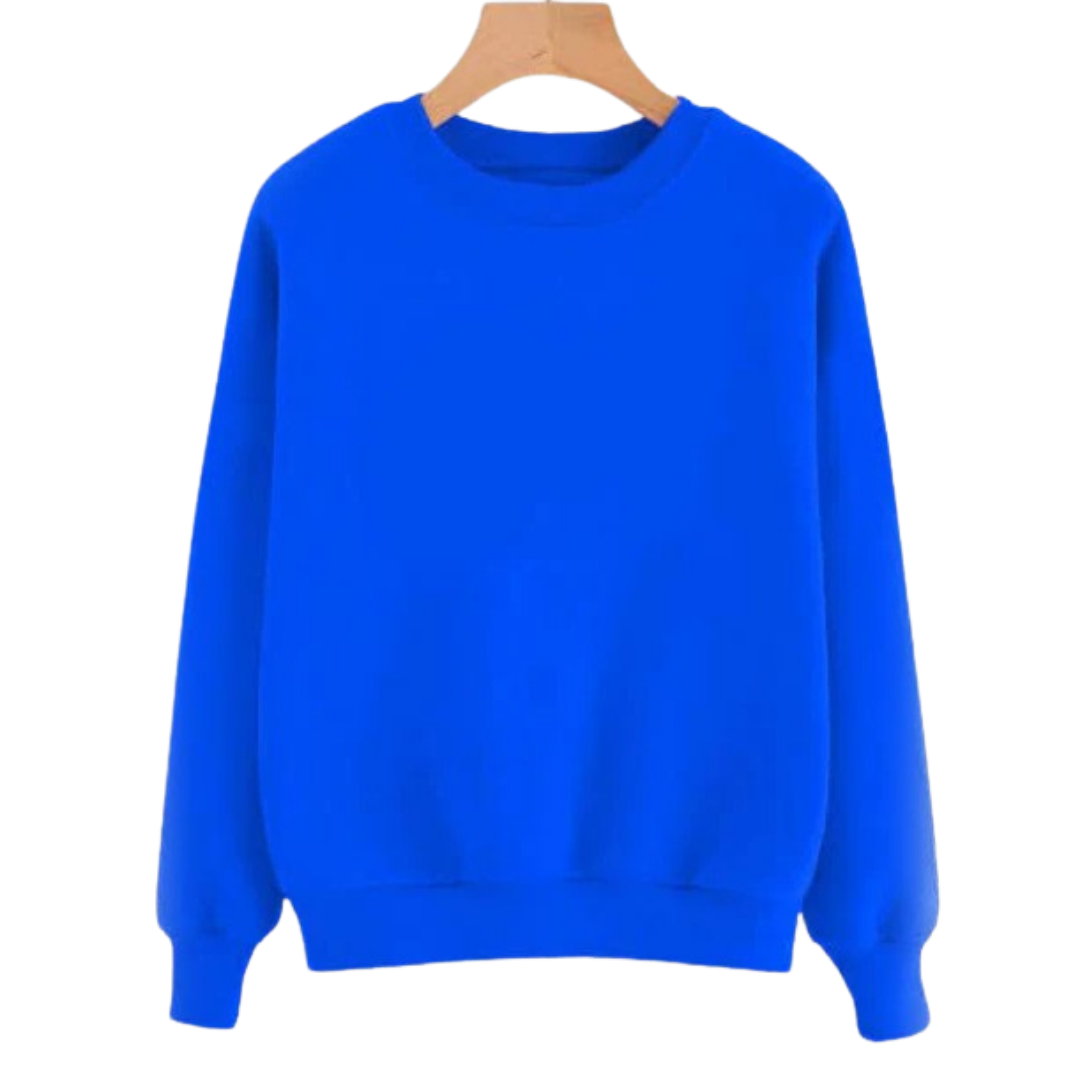 Plain Sweatshirt for Her Blue