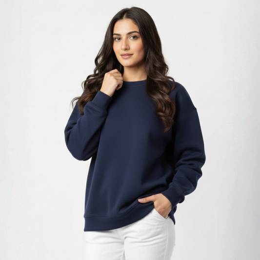 Plain Sweatshirt for Her Blue