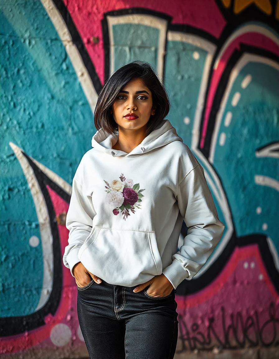 Flower bunch print hoodie