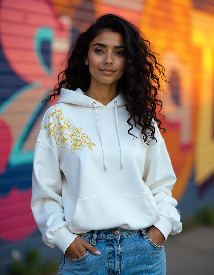 Golden Leafy print hoodie