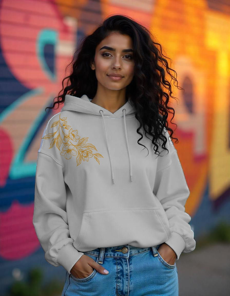 Golden Leafy print hoodie