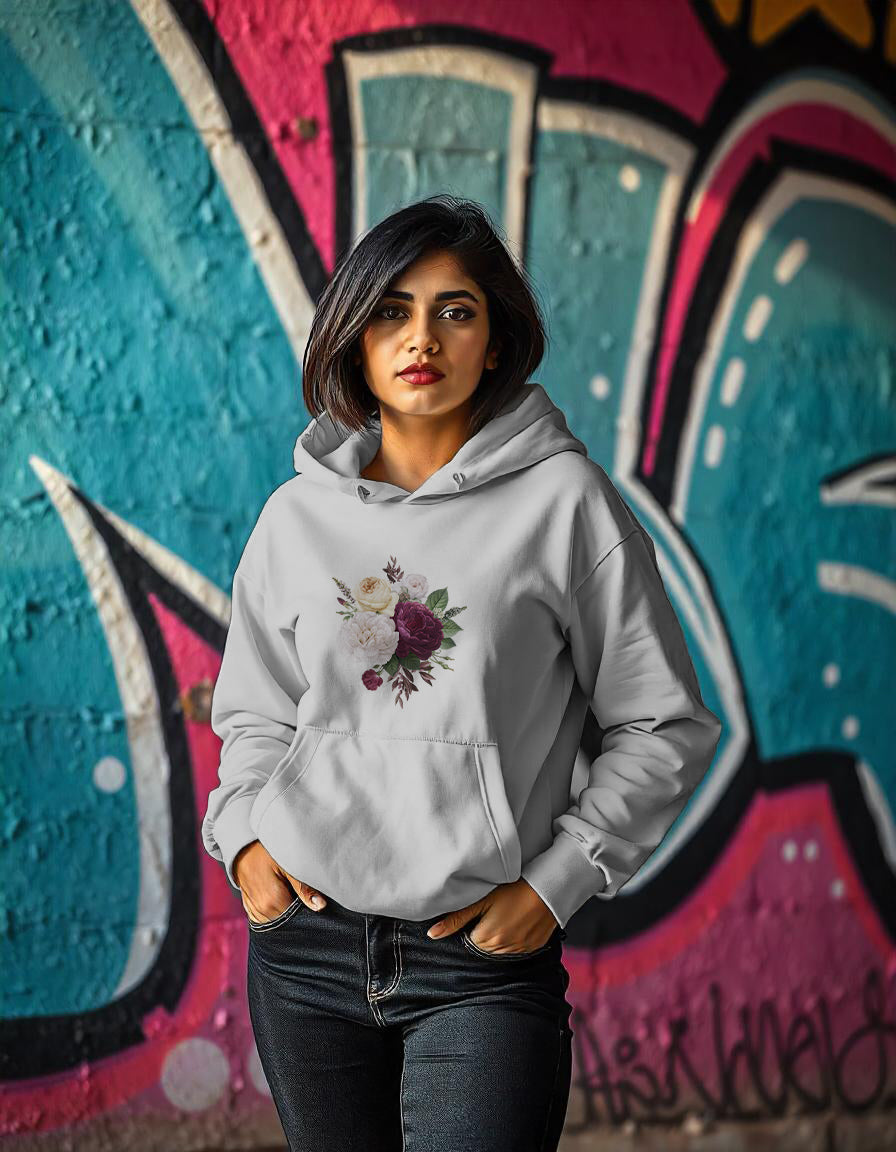 Flower bunch print hoodie