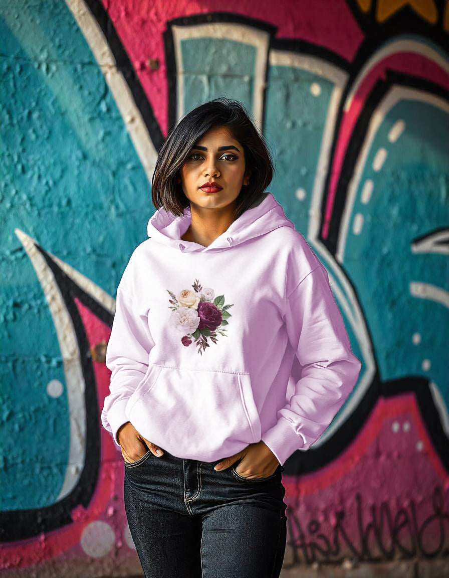 Flower bunch print hoodie