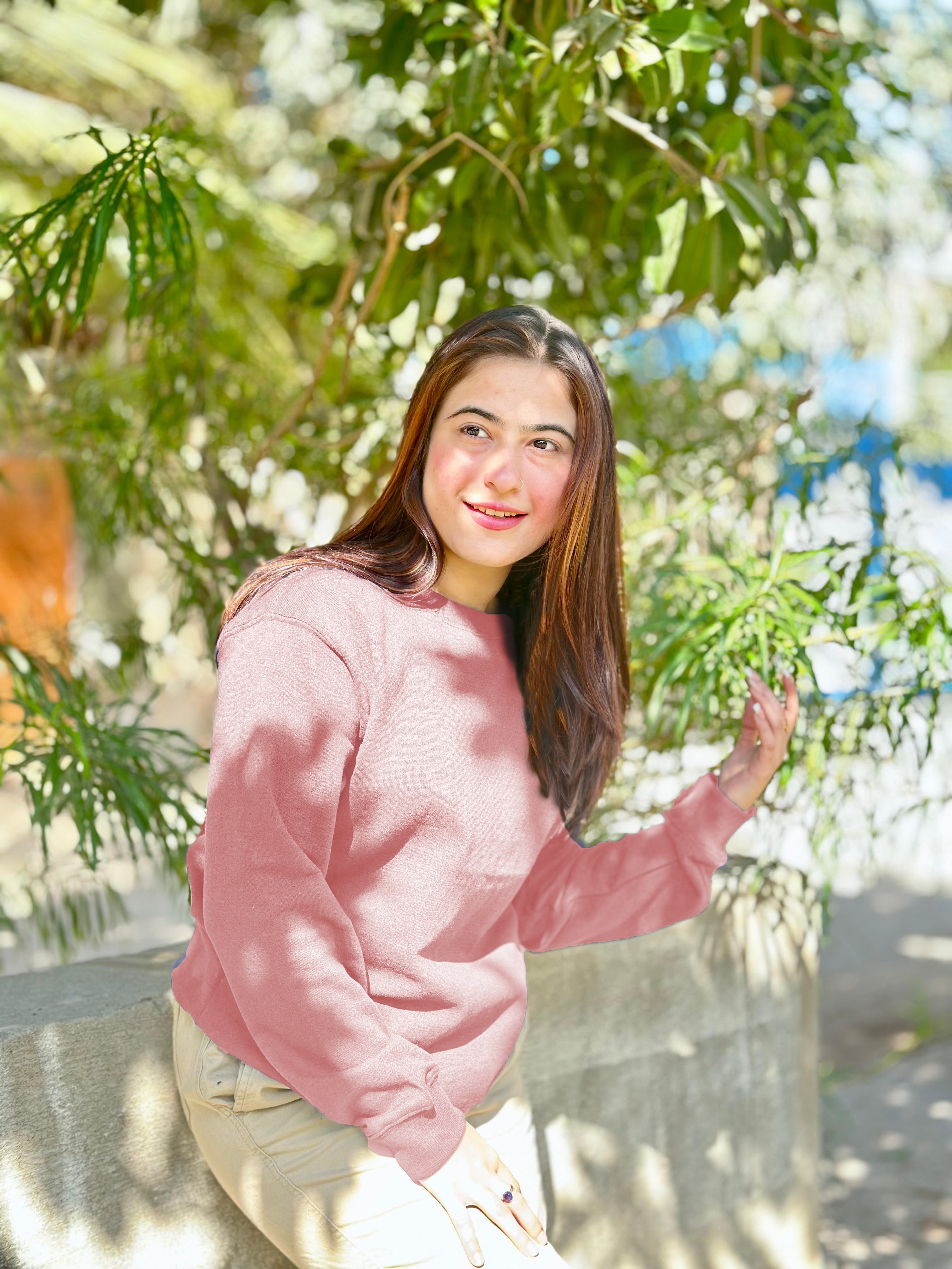 Plain Sweatshirt for Her Pink