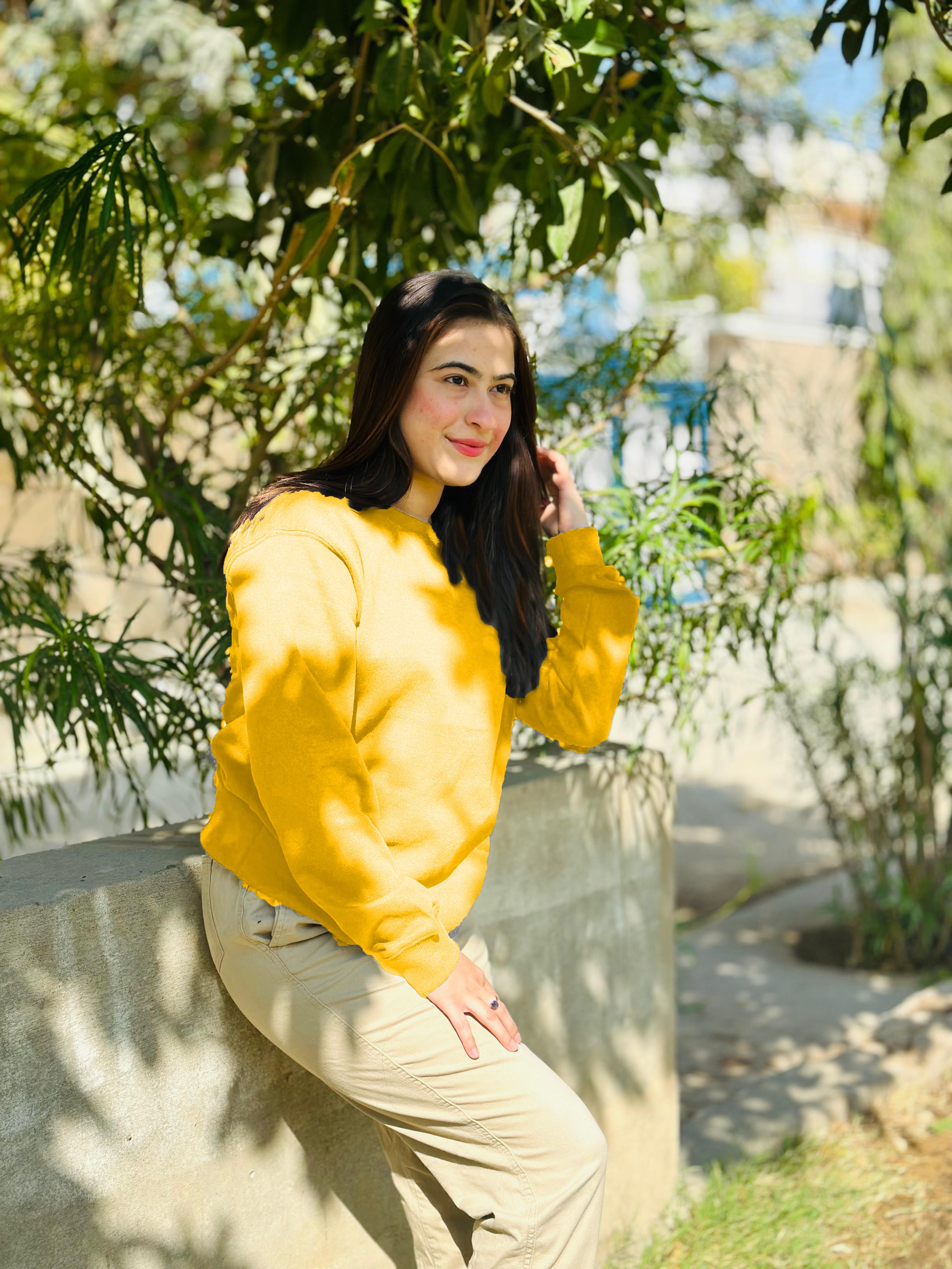 Plain Sweatshirt for Her Skye Yellow