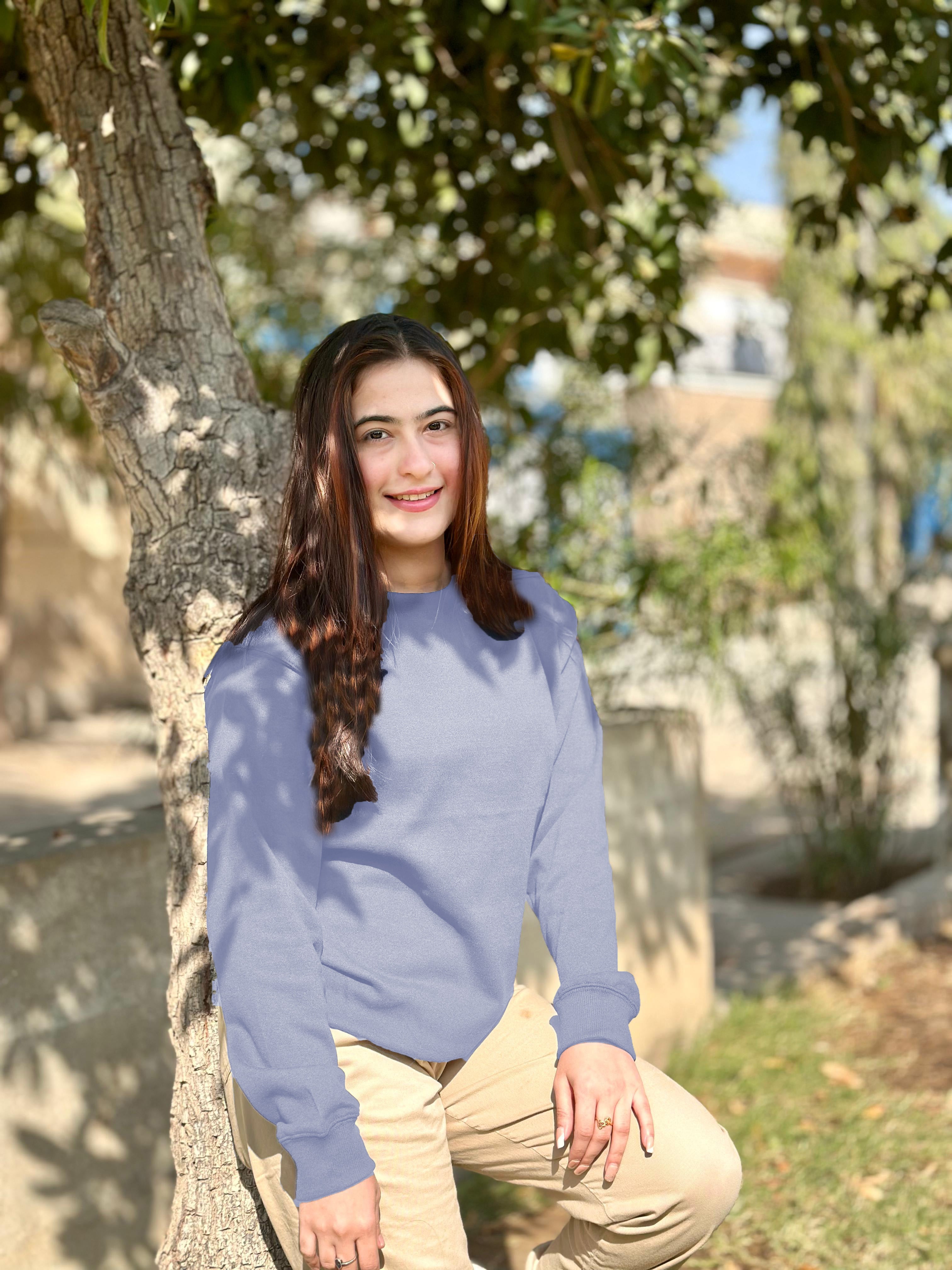 Plain Sweatshirt for Her Skye Sky Blue