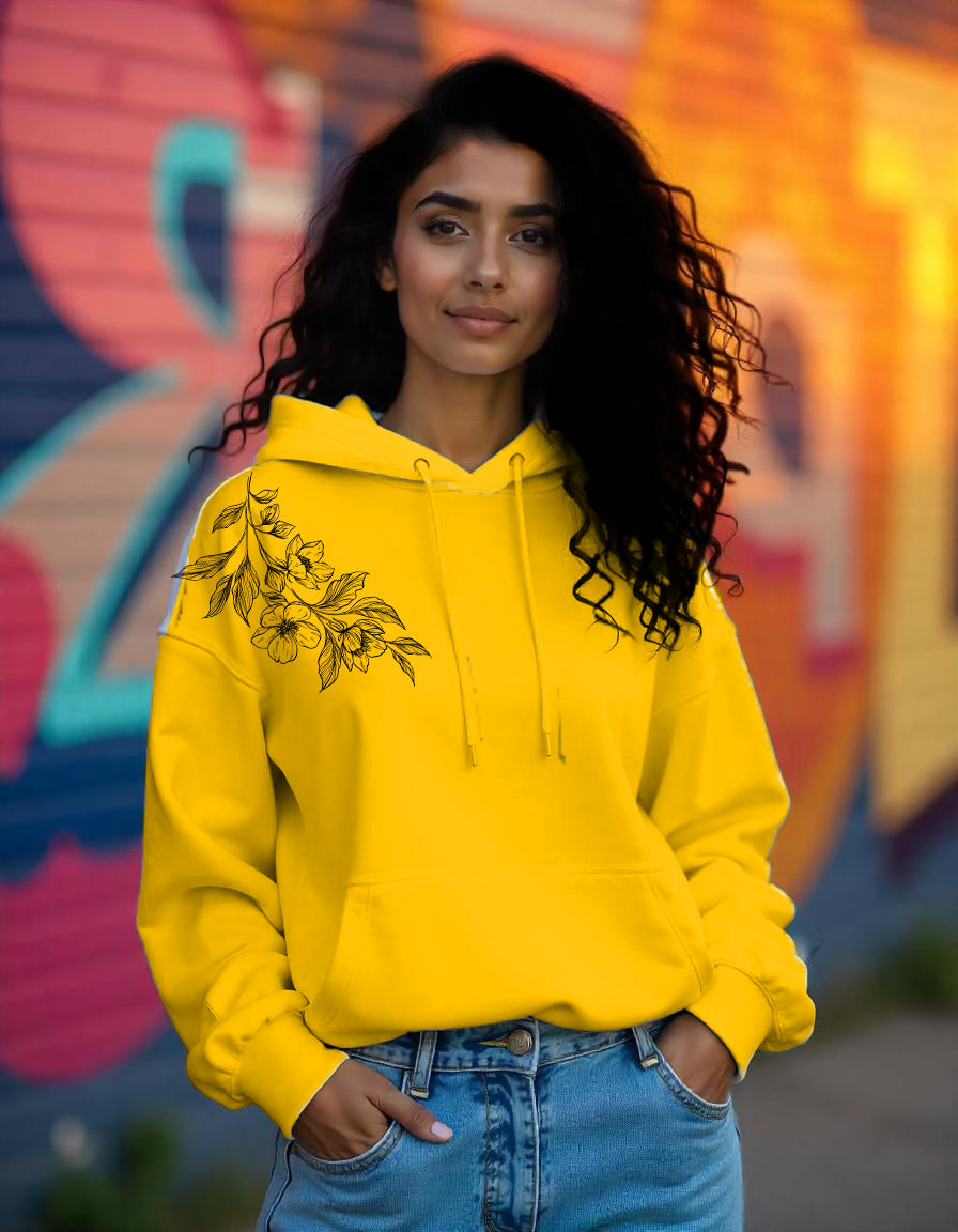 Golden Leafy print hoodie