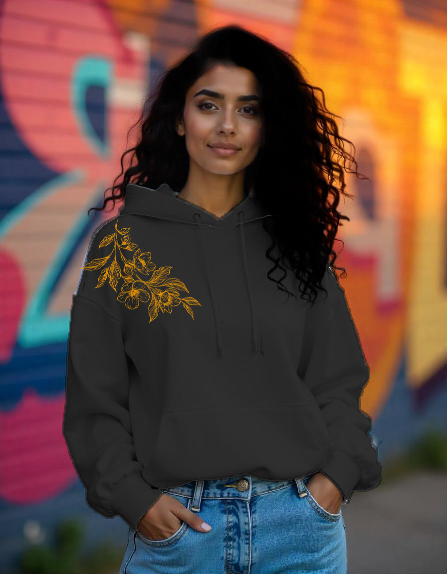 Golden Leafy print hoodie