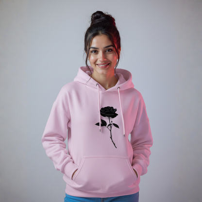 Black rose print hoodie
