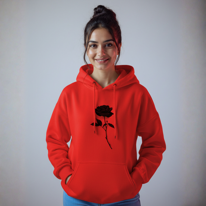 Black rose print hoodie