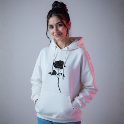 Black rose print hoodie