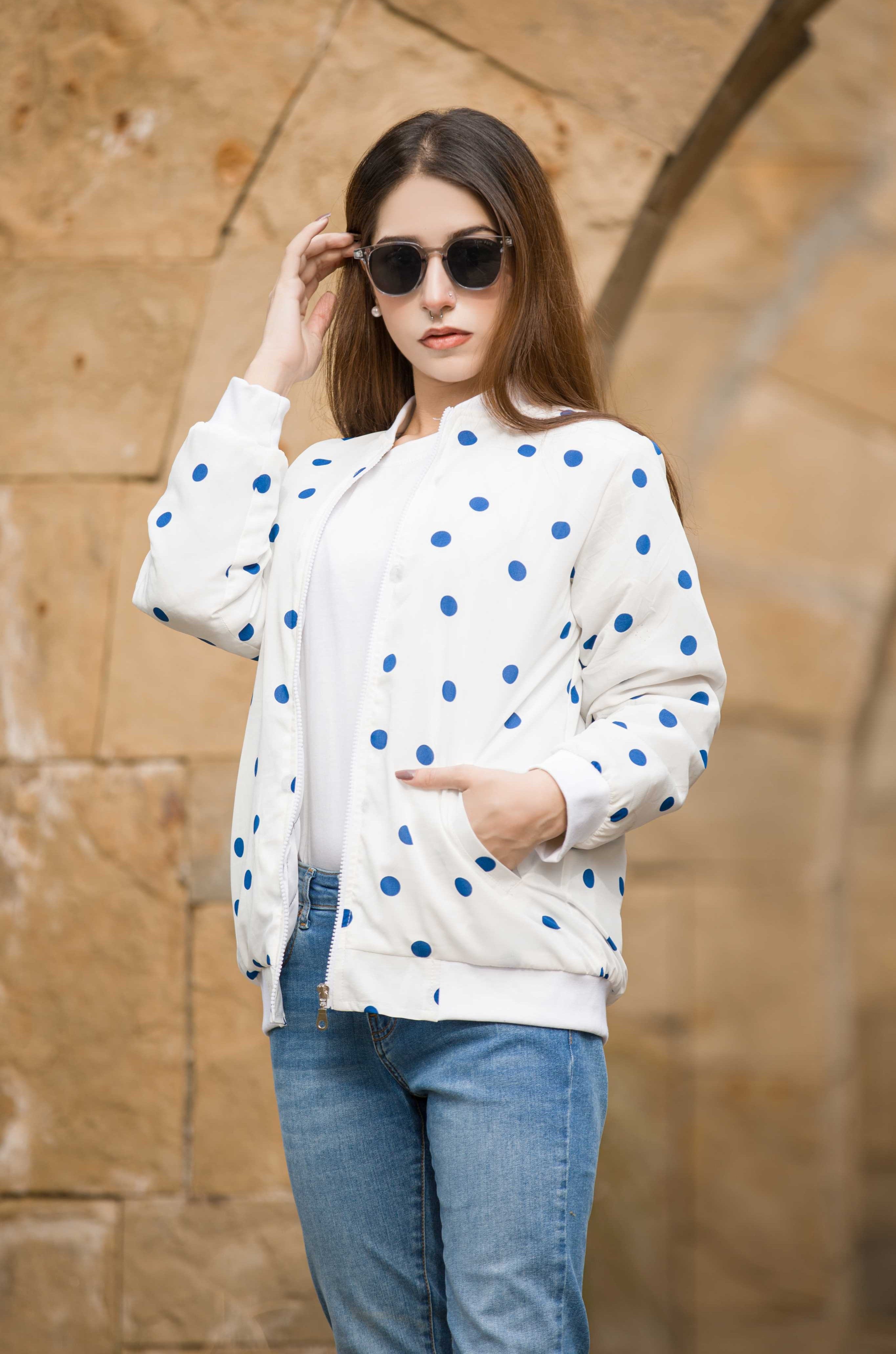 Blue Dotted Bliss Women's Jacket