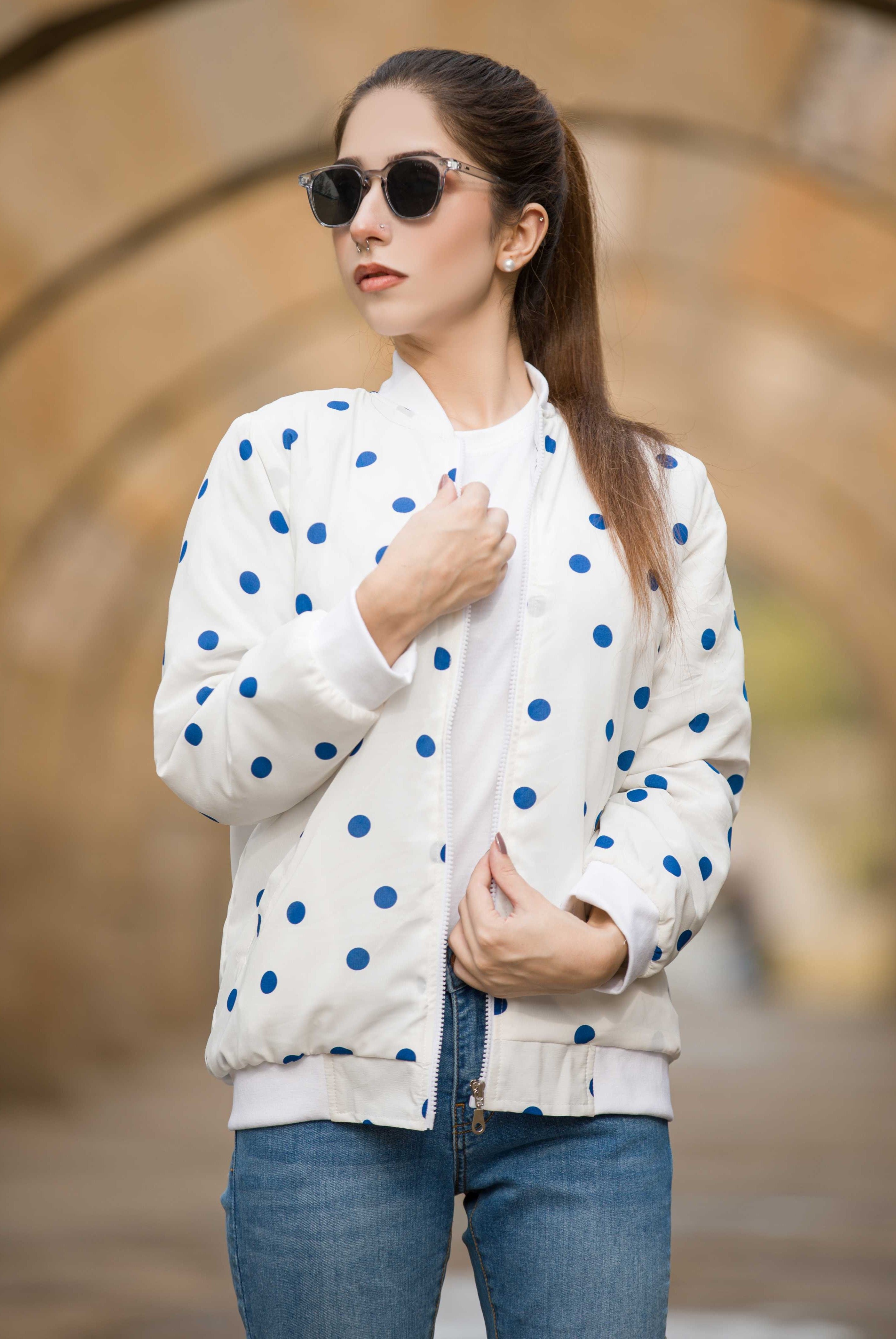 Blue Dotted Bliss Women's Jacket