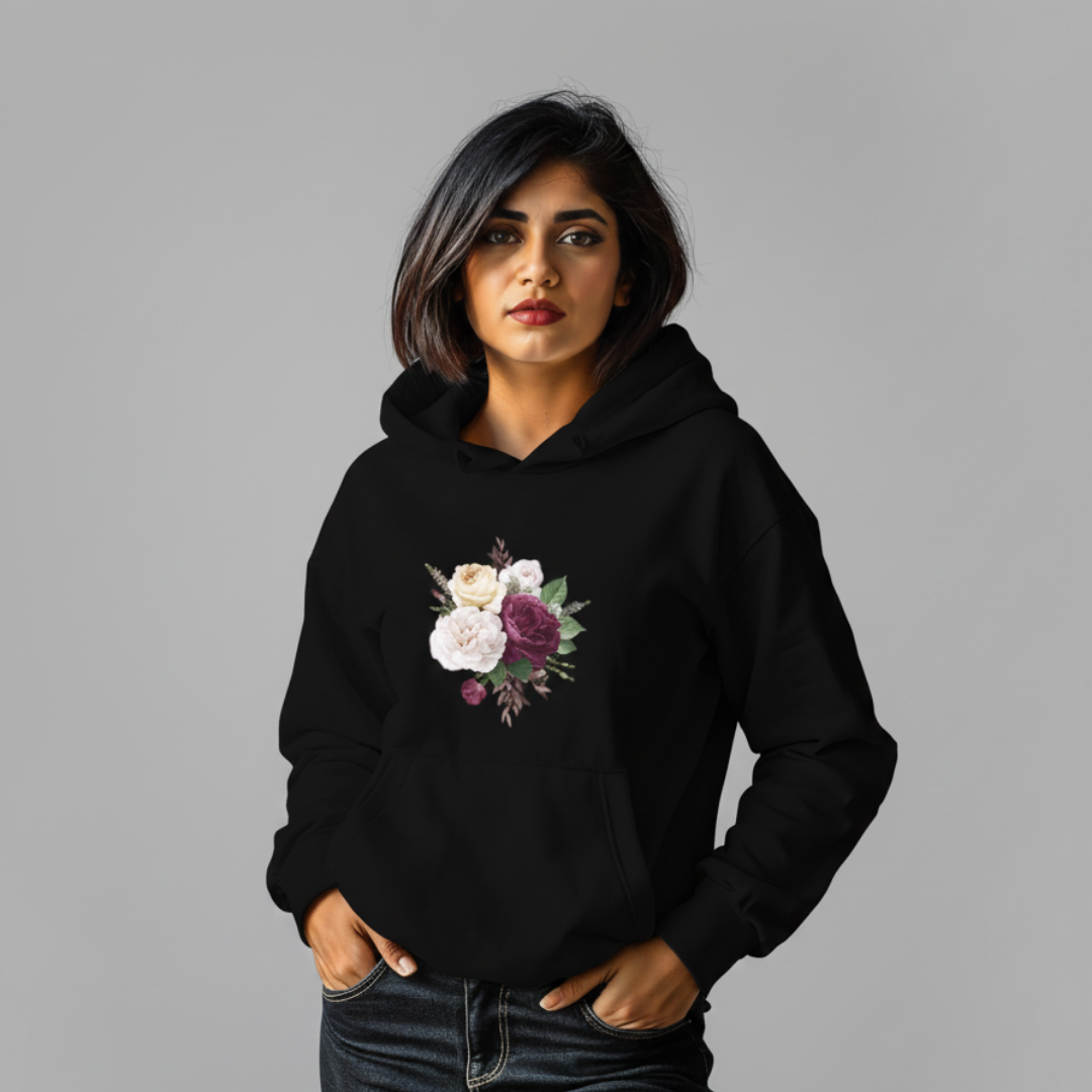 Flower bunch print hoodie