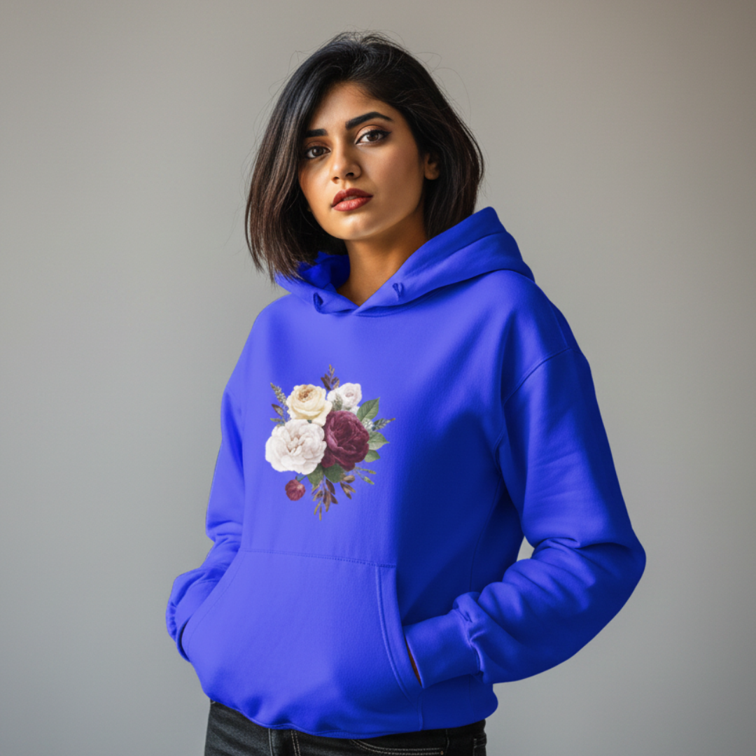 Flower bunch print hoodie
