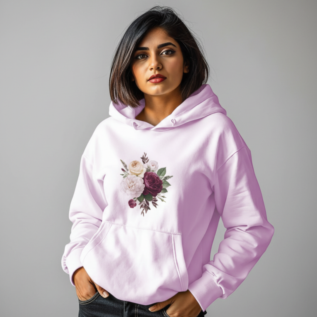 Flower bunch print hoodie