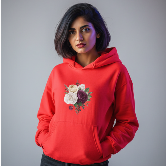 Flower bunch print hoodie
