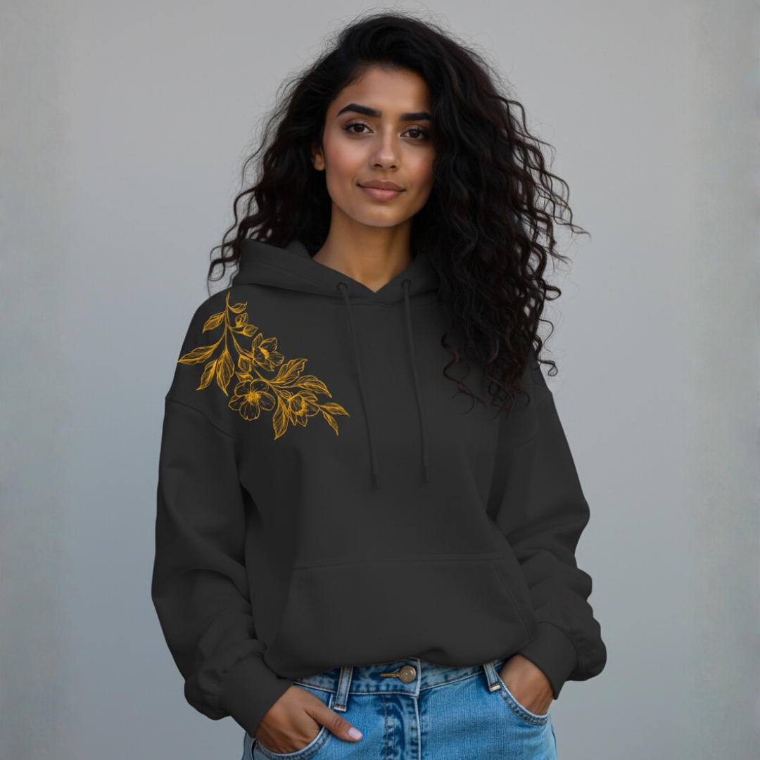 Golden Leafy print hoodie