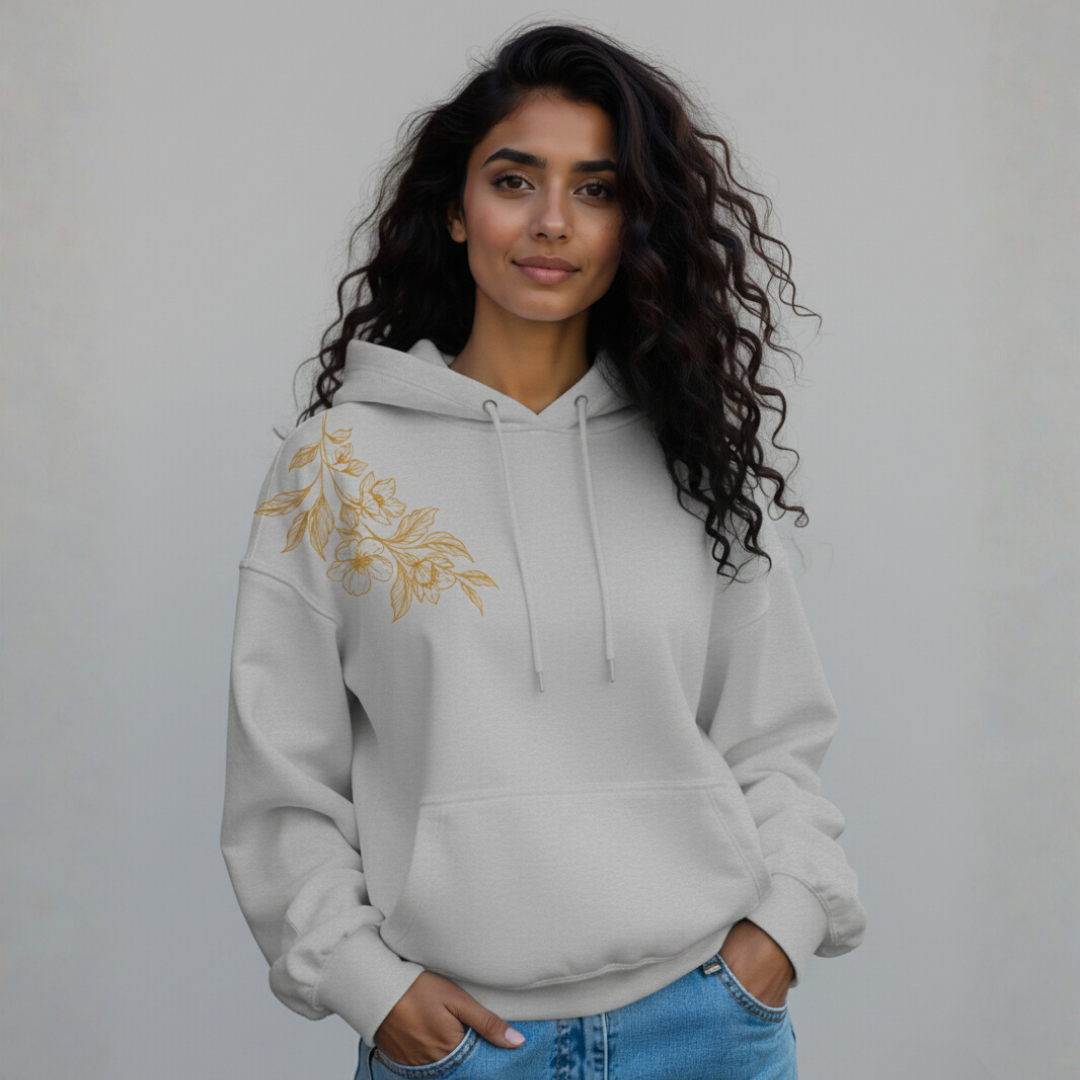 Golden Leafy print hoodie