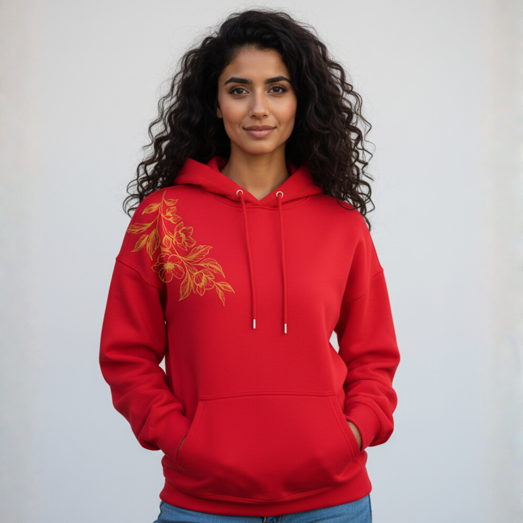 Golden Leafy print hoodie