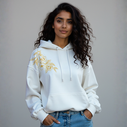 Golden Leafy print hoodie