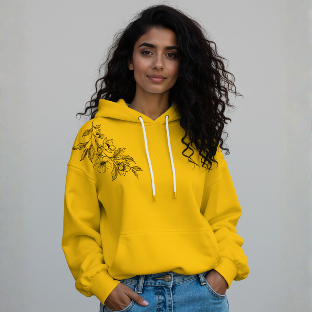 Golden Leafy print hoodie