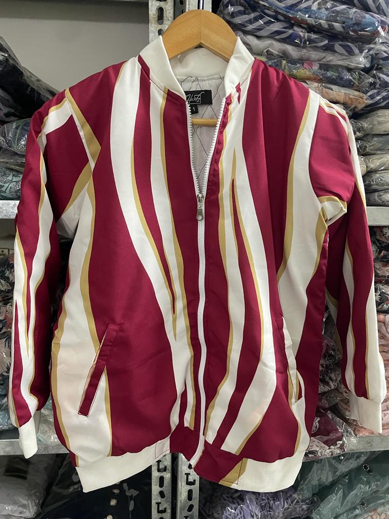 Maroon Striped Comfort Women's Jacket