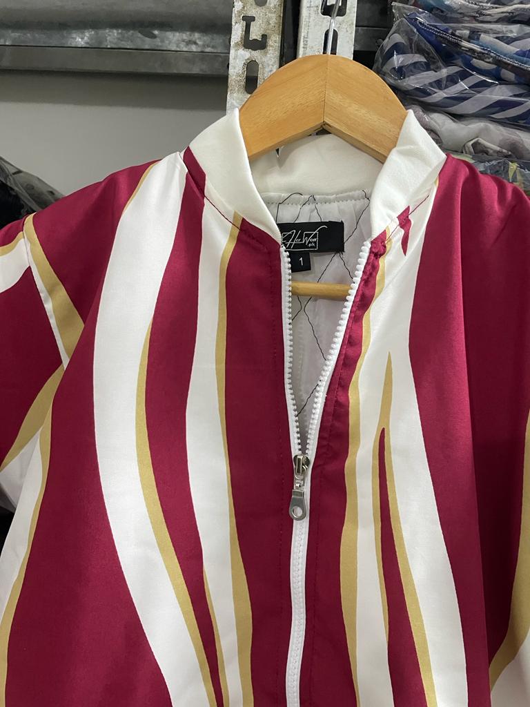 Maroon Striped Comfort Women's Jacket