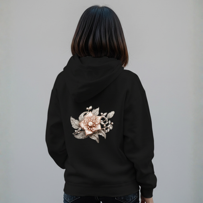Pearl flower print hoodie