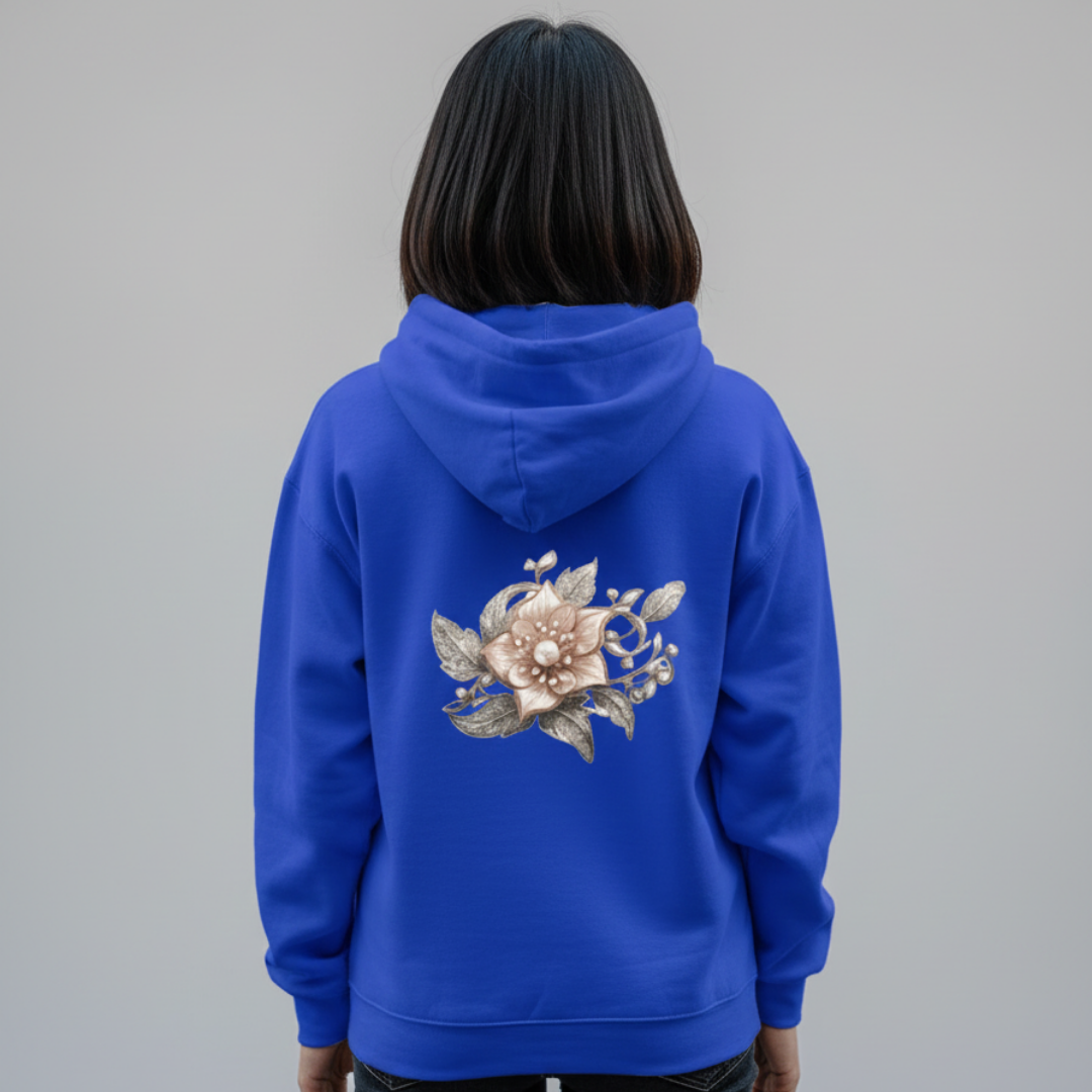 Pearl flower print hoodie