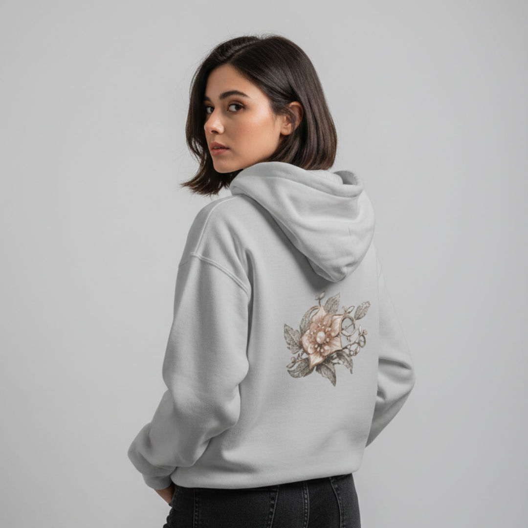 Pearl flower print hoodie