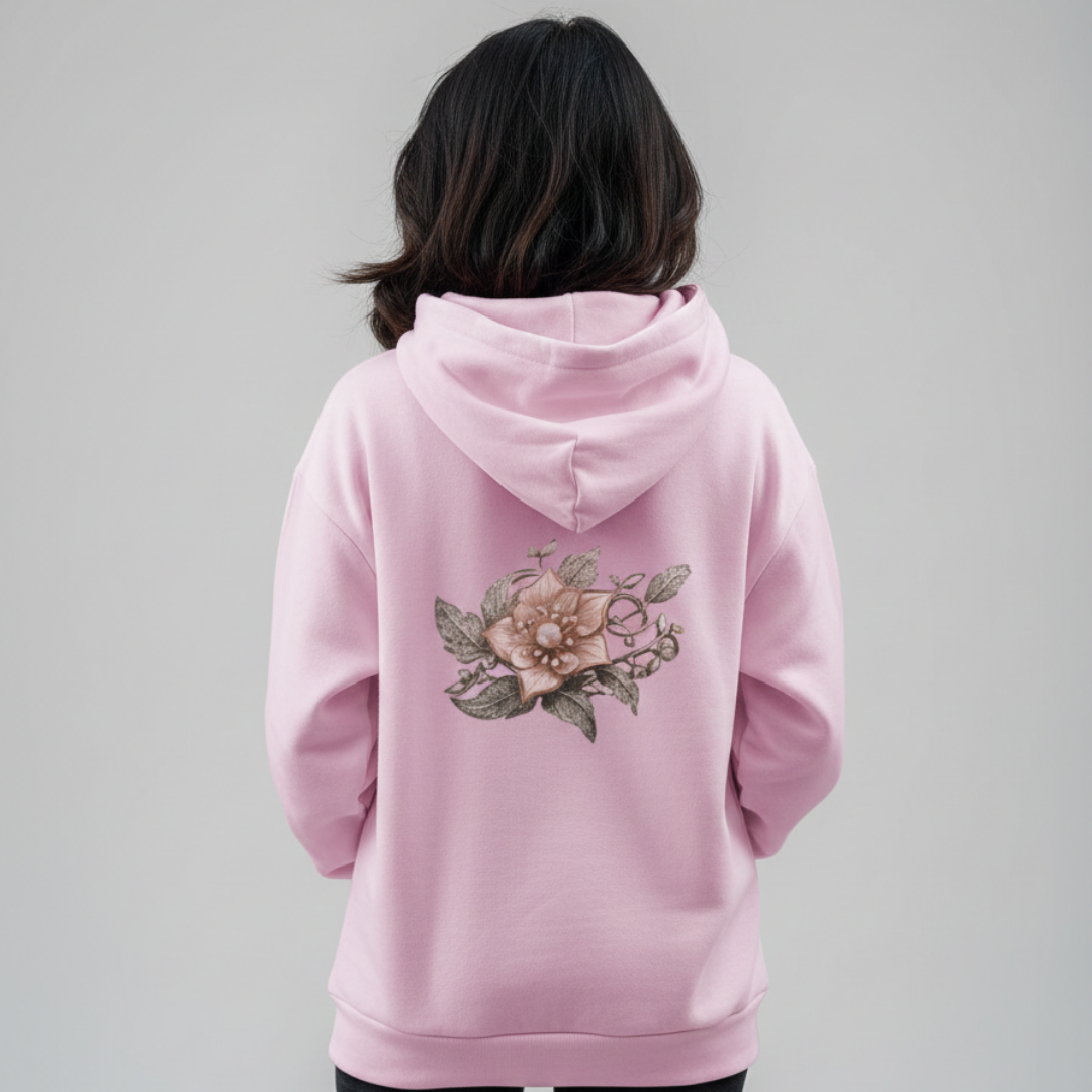 Pearl flower print hoodie
