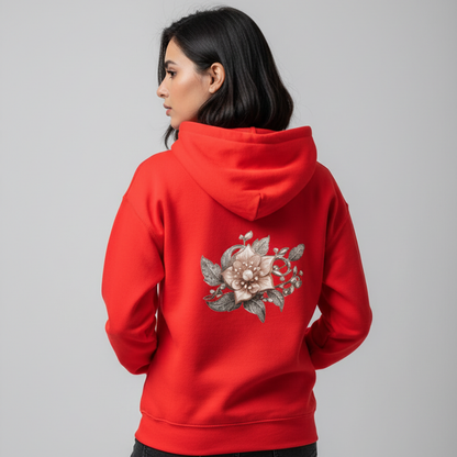 Pearl flower print hoodie
