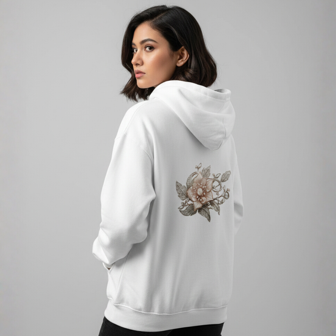 Pearl flower print hoodie