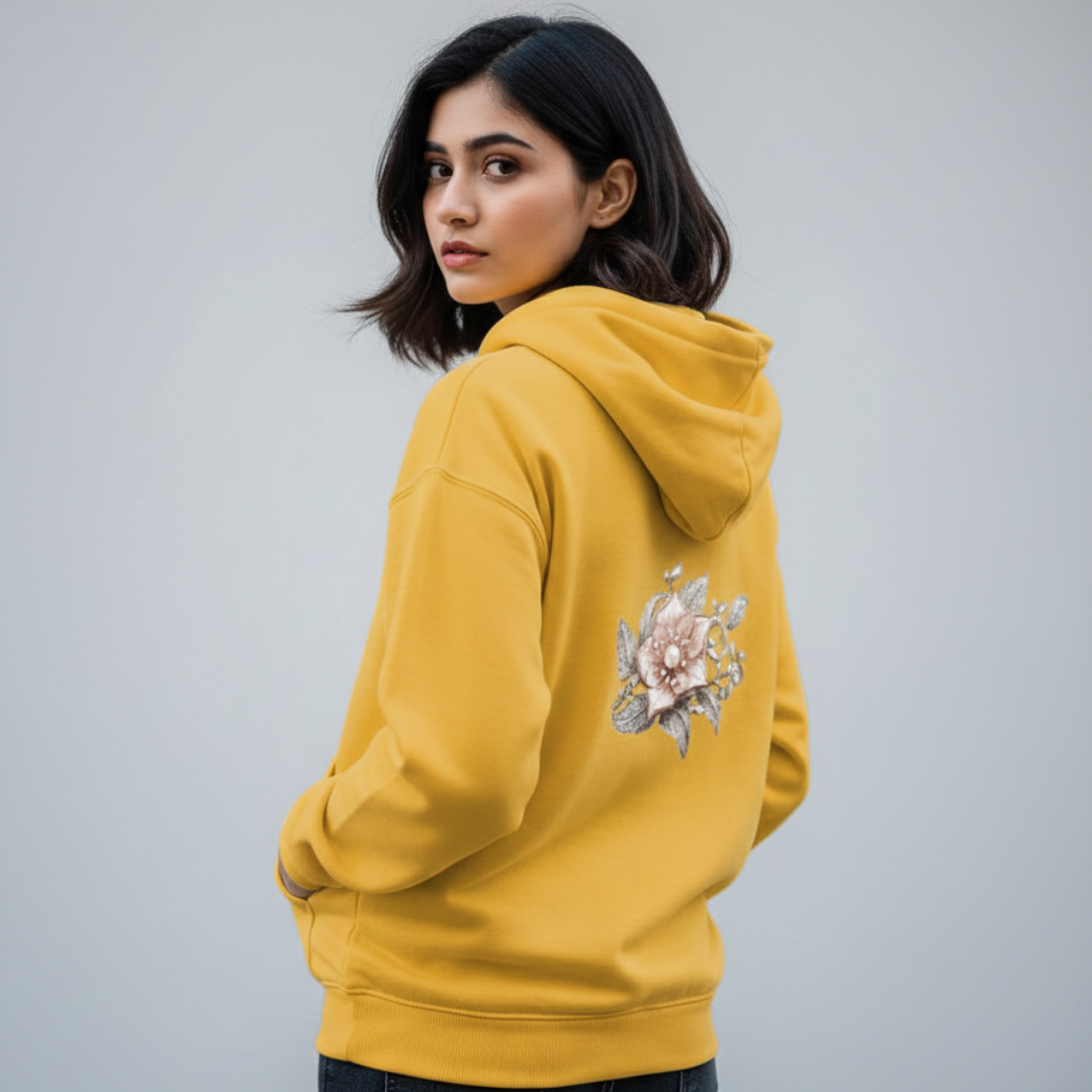 Pearl flower print hoodie