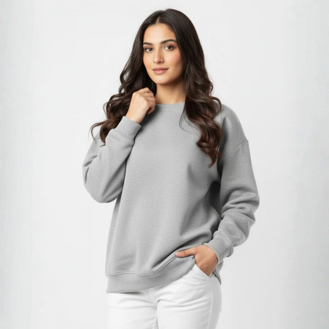 Plain Sweatshirt for Her - Grey