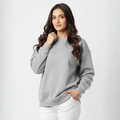 Plain Sweatshirt for Her - Grey