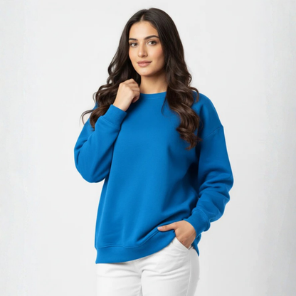 Plain Sweatshirt for Her Blue