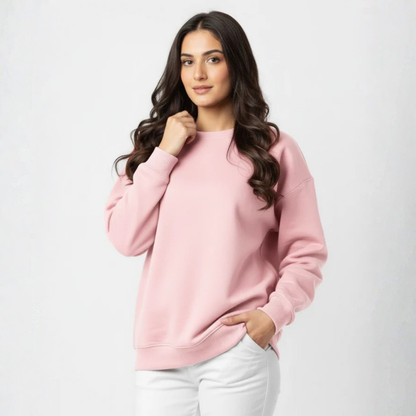 Plain Sweatshirt for Her Pink