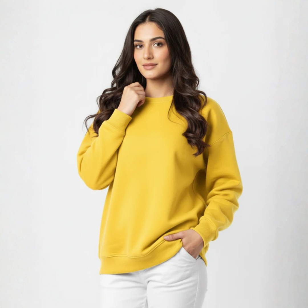 Plain Sweatshirt for Her Skye Yellow