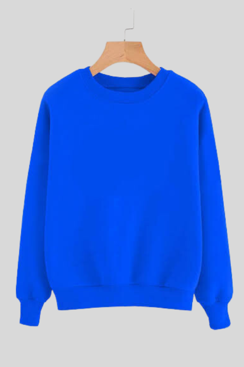 Plain Sweatshirt for Her Blue