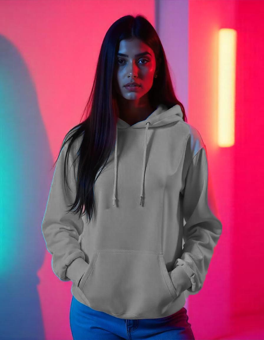 Plain Hoodie for her - Grey