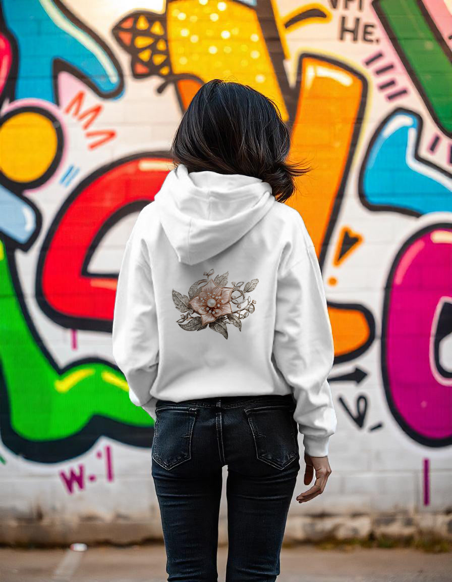 Pearl flower print hoodie