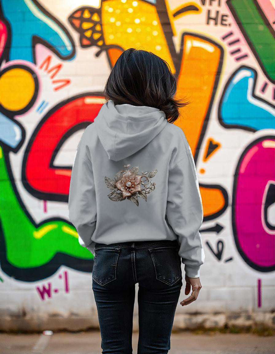 Pearl flower print hoodie