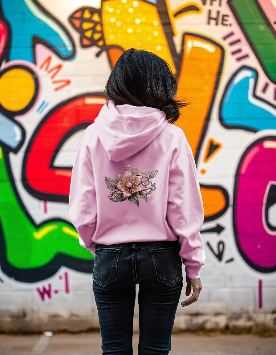 Pearl flower print hoodie