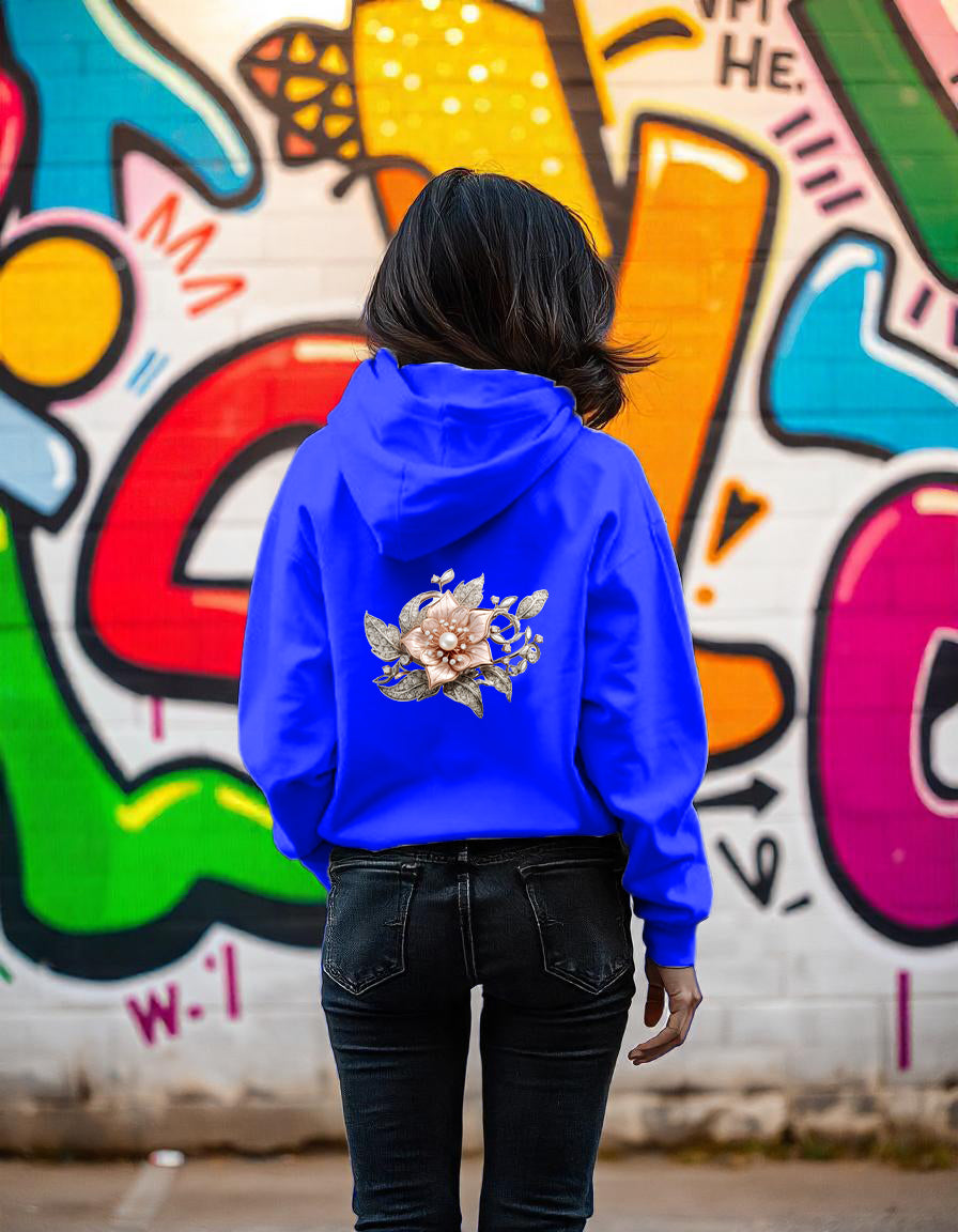 Pearl flower print hoodie